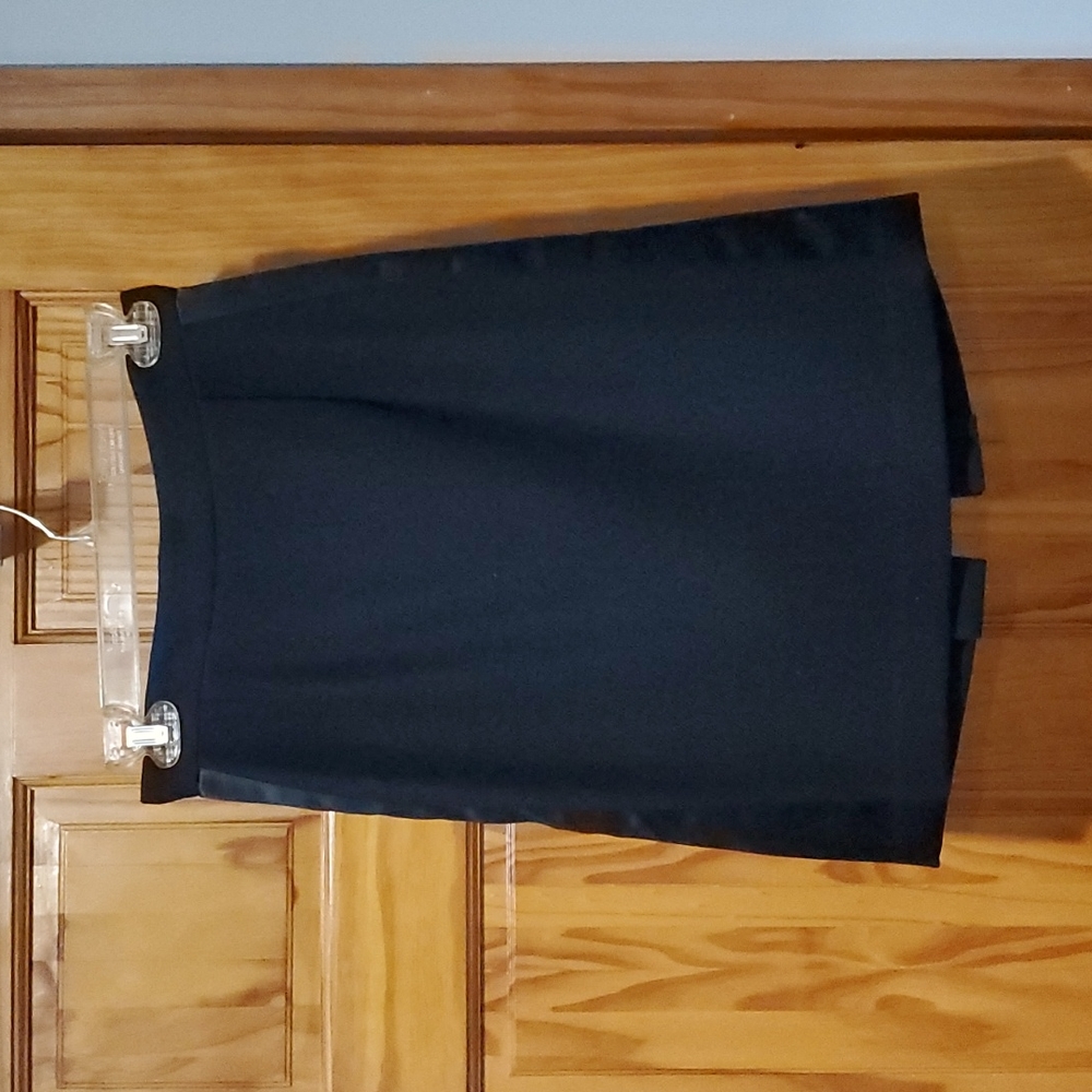 BCBG 100% Wool Black Skirt with Satin Accent